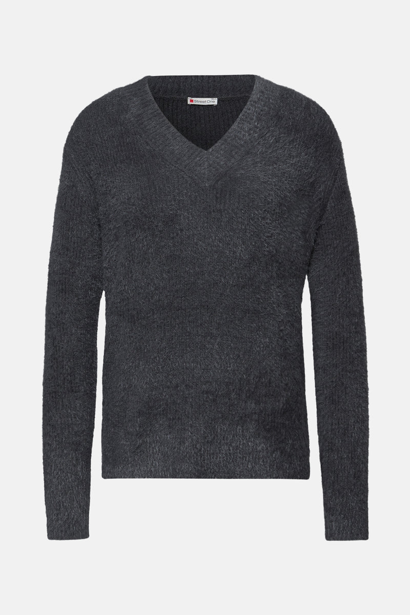 Trui met V-hals grijs - STREET ONE