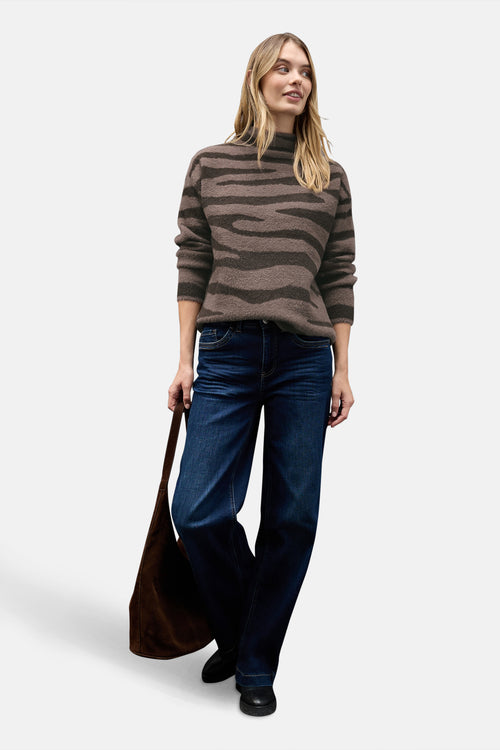 Pull col montant brun - STREET ONE