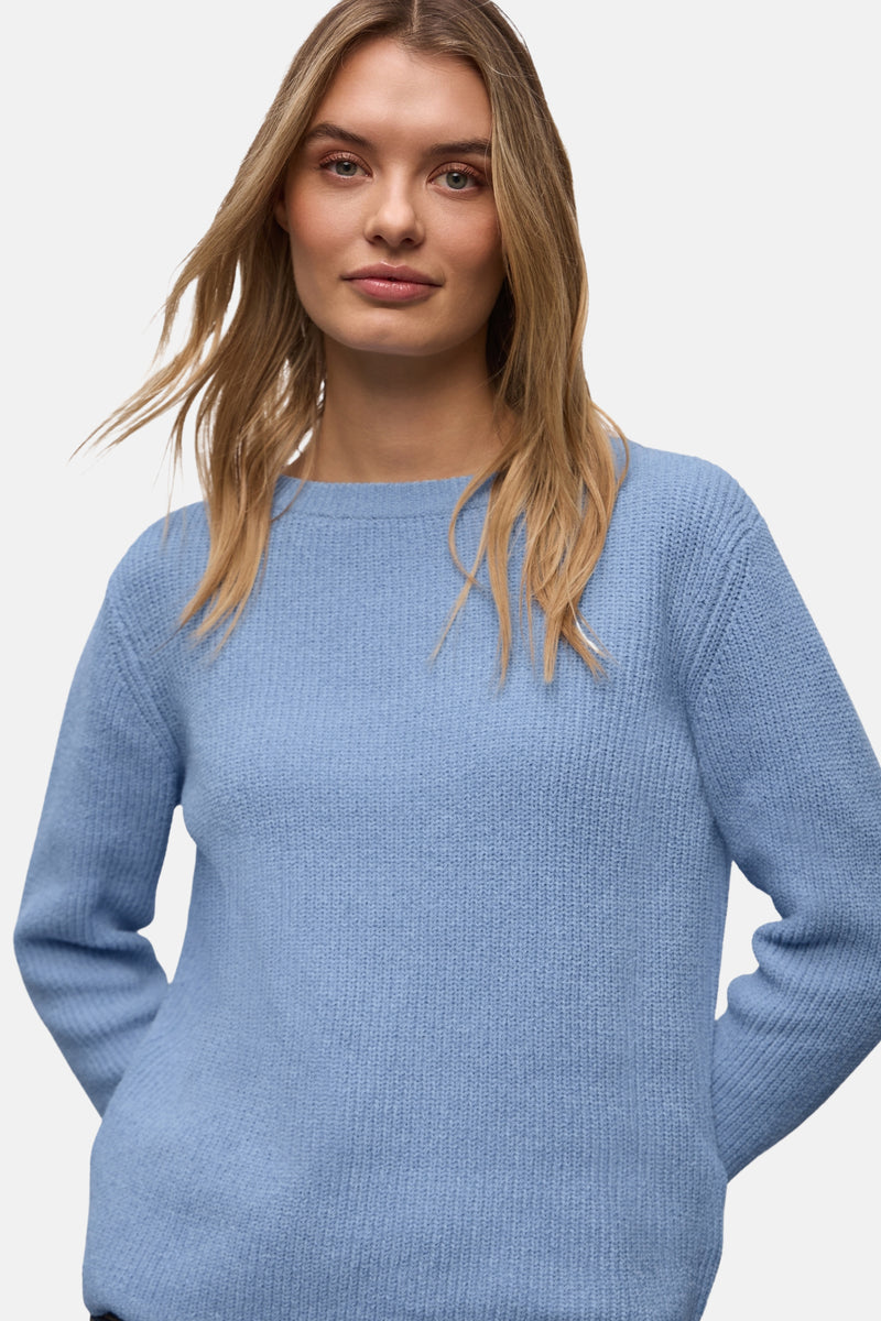 Pull col rond bleu de Street One, en maille texturée.