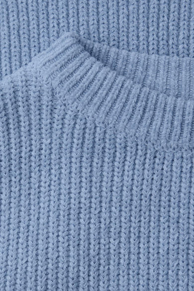 Ronde hals trui blauw van STREET ONE, in dikke en getextureerde stof, met een geribde kraag.