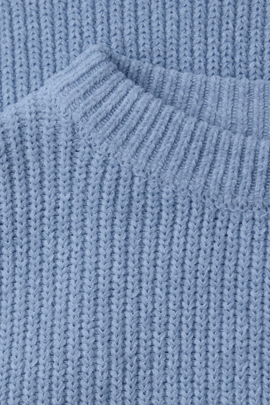 Ronde hals trui blauw van STREET ONE, in dikke en getextureerde stof, met een geribde kraag.