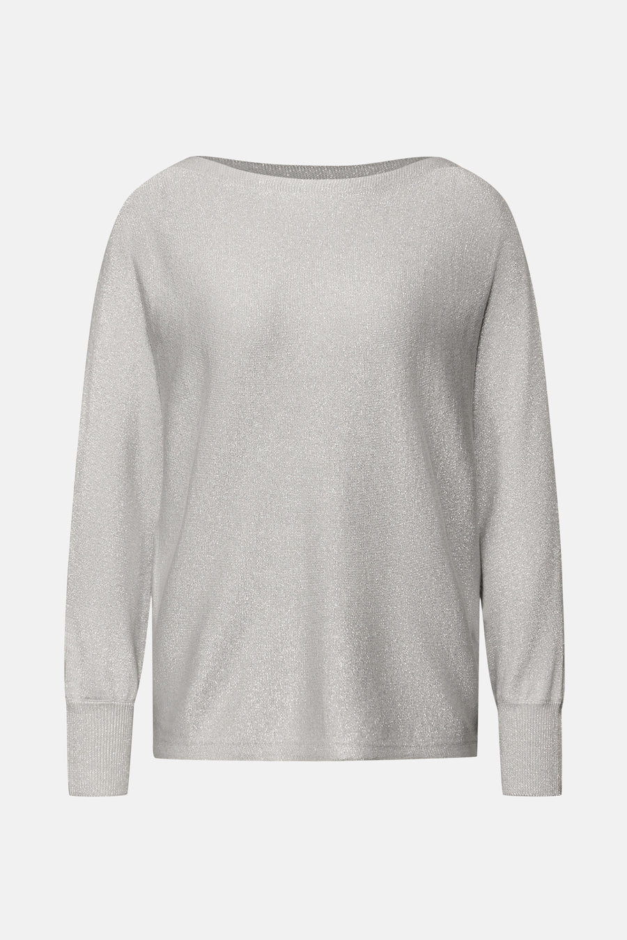 Top uni manches longues argenté de Street One, avec texture brillante.
