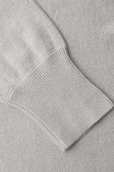 Top uni argenté à manches longues de Street One, en maille fine brillante.