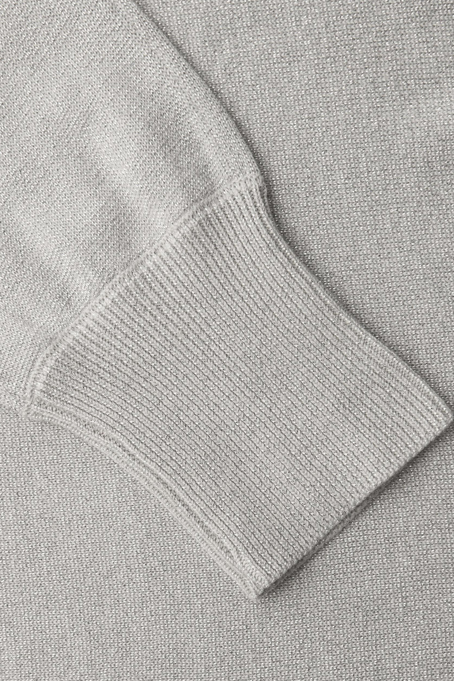 Top uni argenté à manches longues de Street One, en maille fine brillante.
