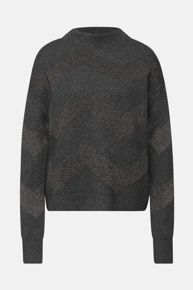 Pull col montant gris par STREET ONE avec motif chevron scintillant.