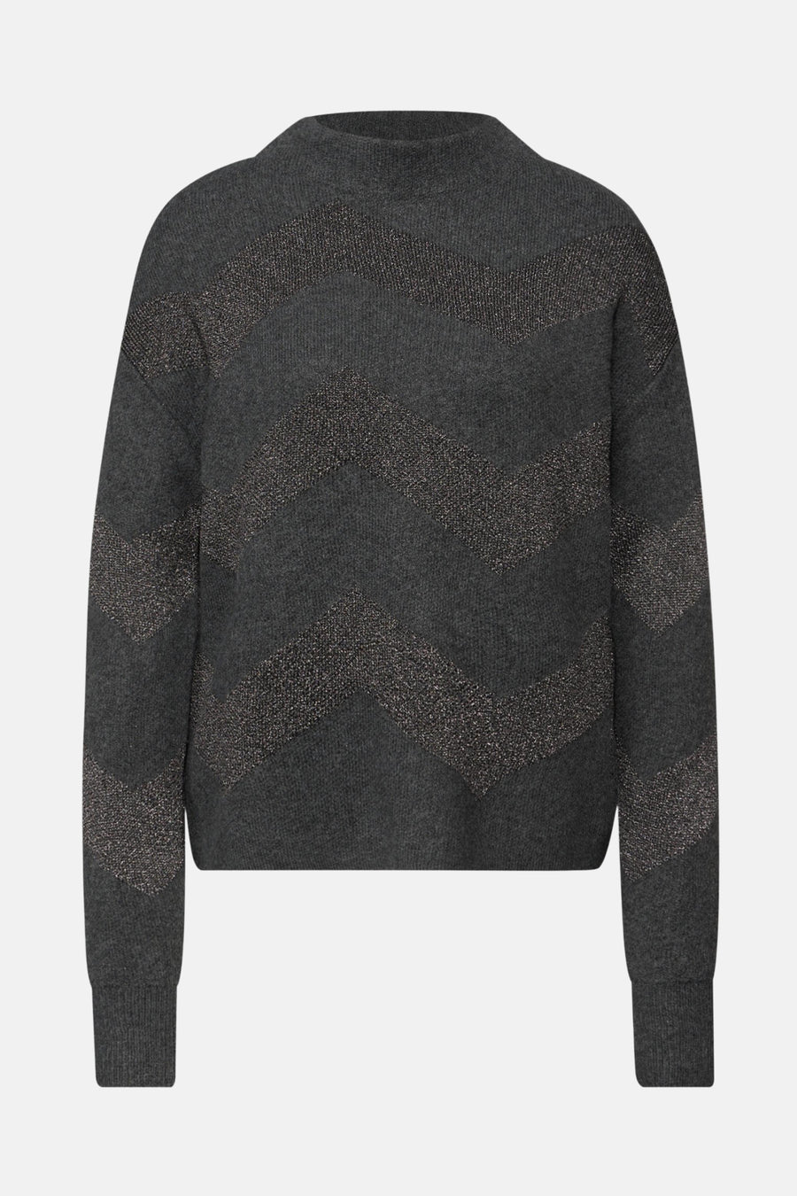 Pull col montant gris par STREET ONE avec motif chevron scintillant.