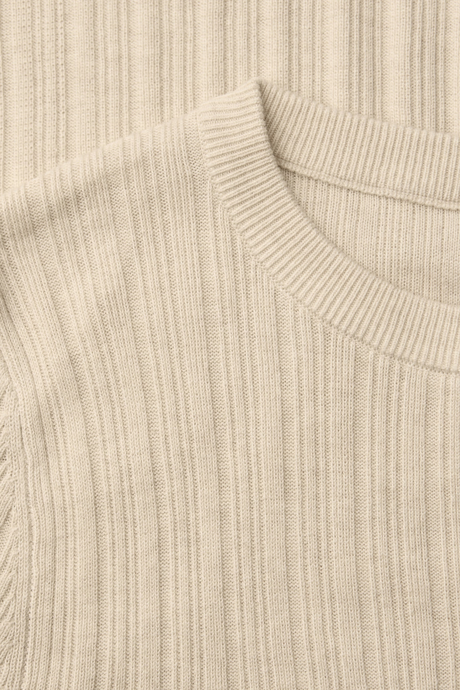 Top à manches longues beige de Street One en maille côtelée, col rond.