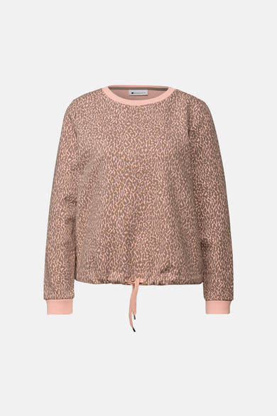 Sweatshirt met ronde hals, meerkleurig van STREET ONE, met luipaardprint en trekkoord.