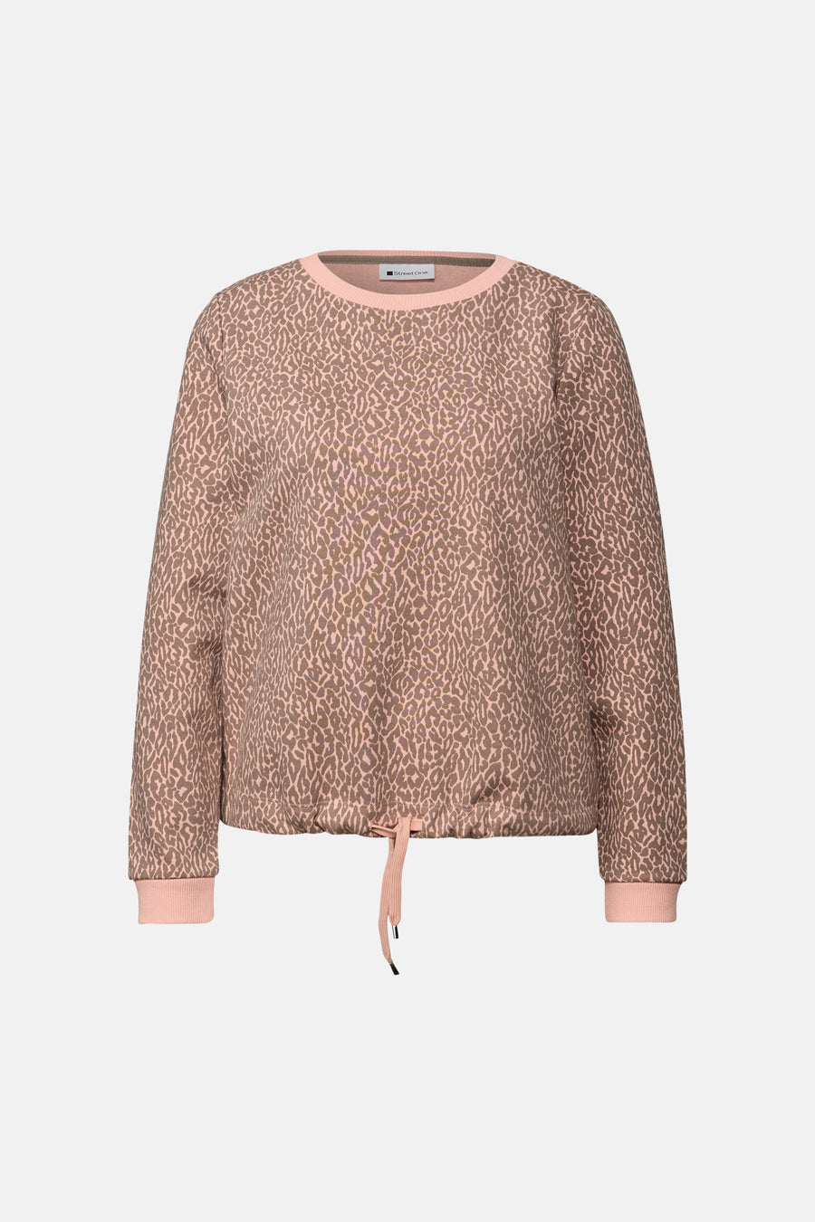 Sweatshirt met ronde hals, meerkleurig van STREET ONE, met luipaardprint en trekkoord.