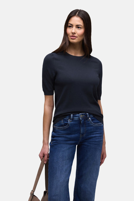 Pull col rond bleu - STREET ONE