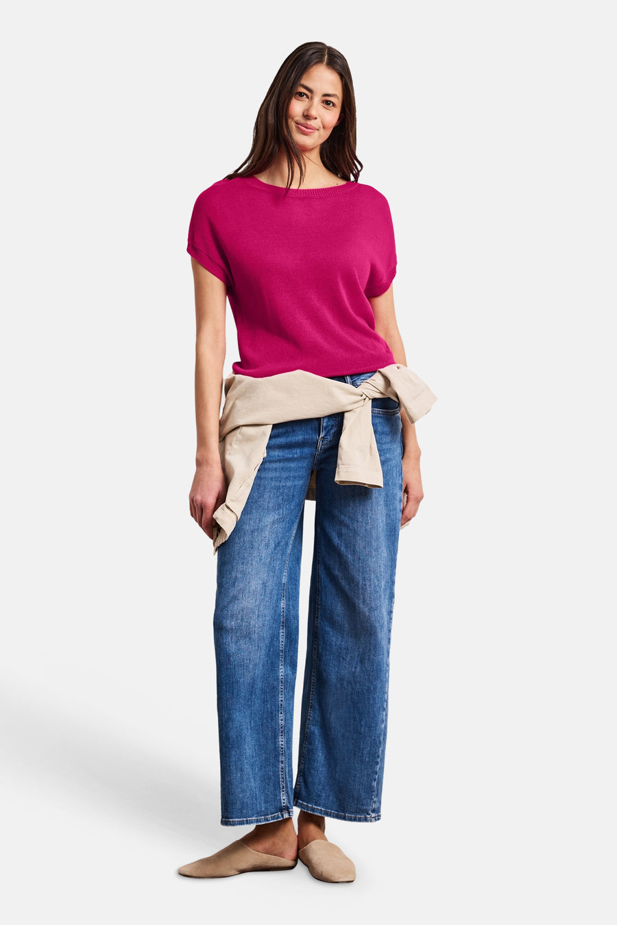 Trui met ronde hals roze - STREET ONE