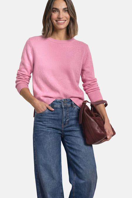 Trui met ronde hals roze - STREET ONE