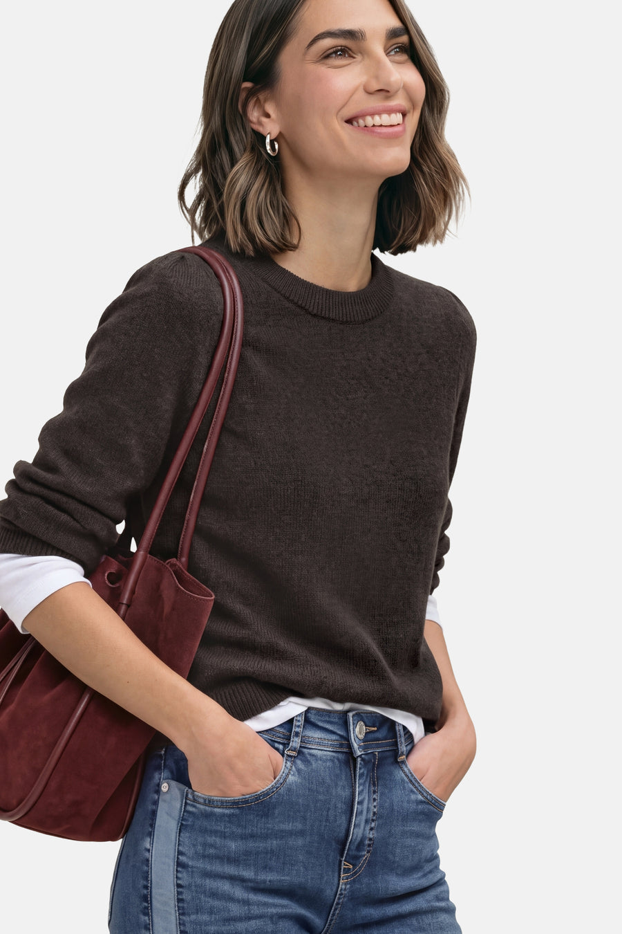 Pull col rond brun - STREET ONE