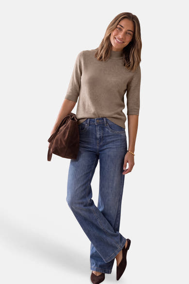 Dames tops pull korte mouw beige - STREET ONE