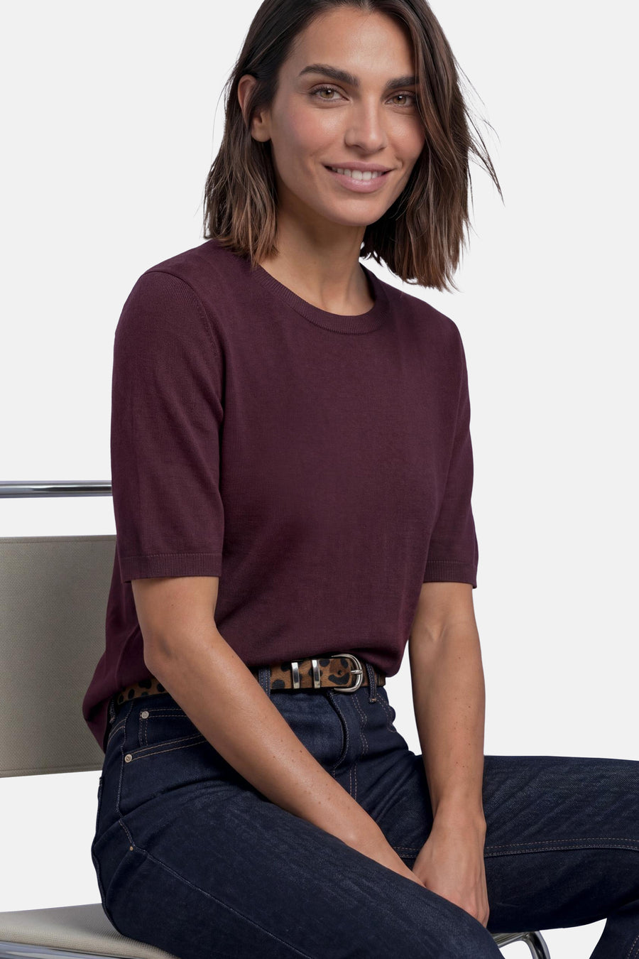 Pull col rond rouge - STREET ONE