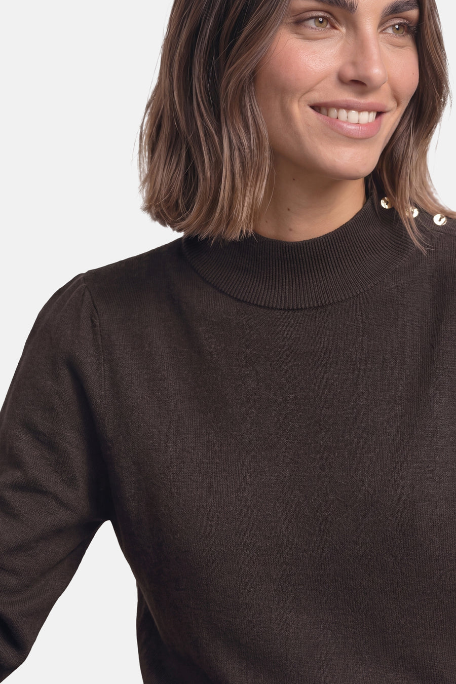 Pull col rond brun - STREET ONE