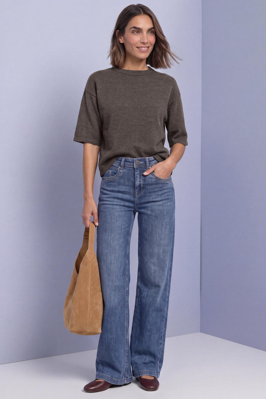 Pull col rond brun - STREET ONE
