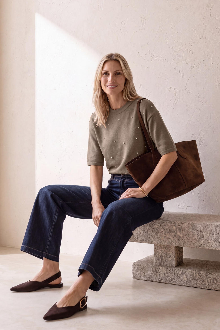 Pull col rond beige - STREET ONE