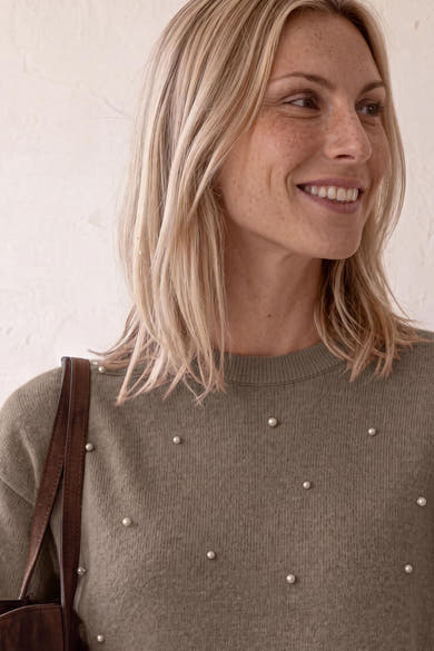 Pull col rond beige - STREET ONE