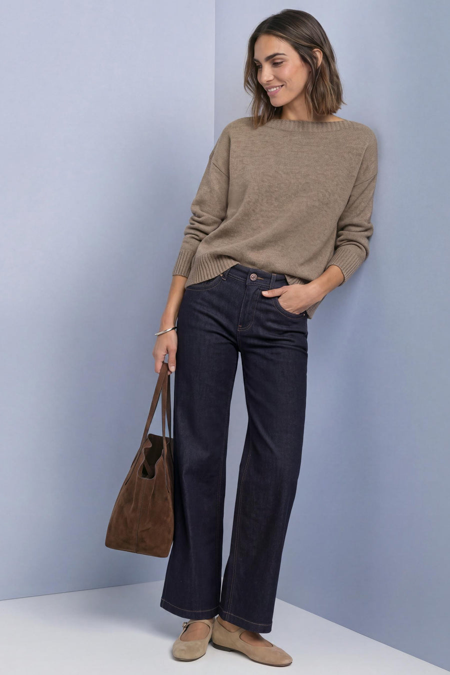Pull col rond beige - STREET ONE
