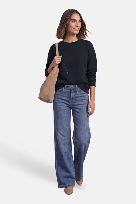 Sweat col O - bleu