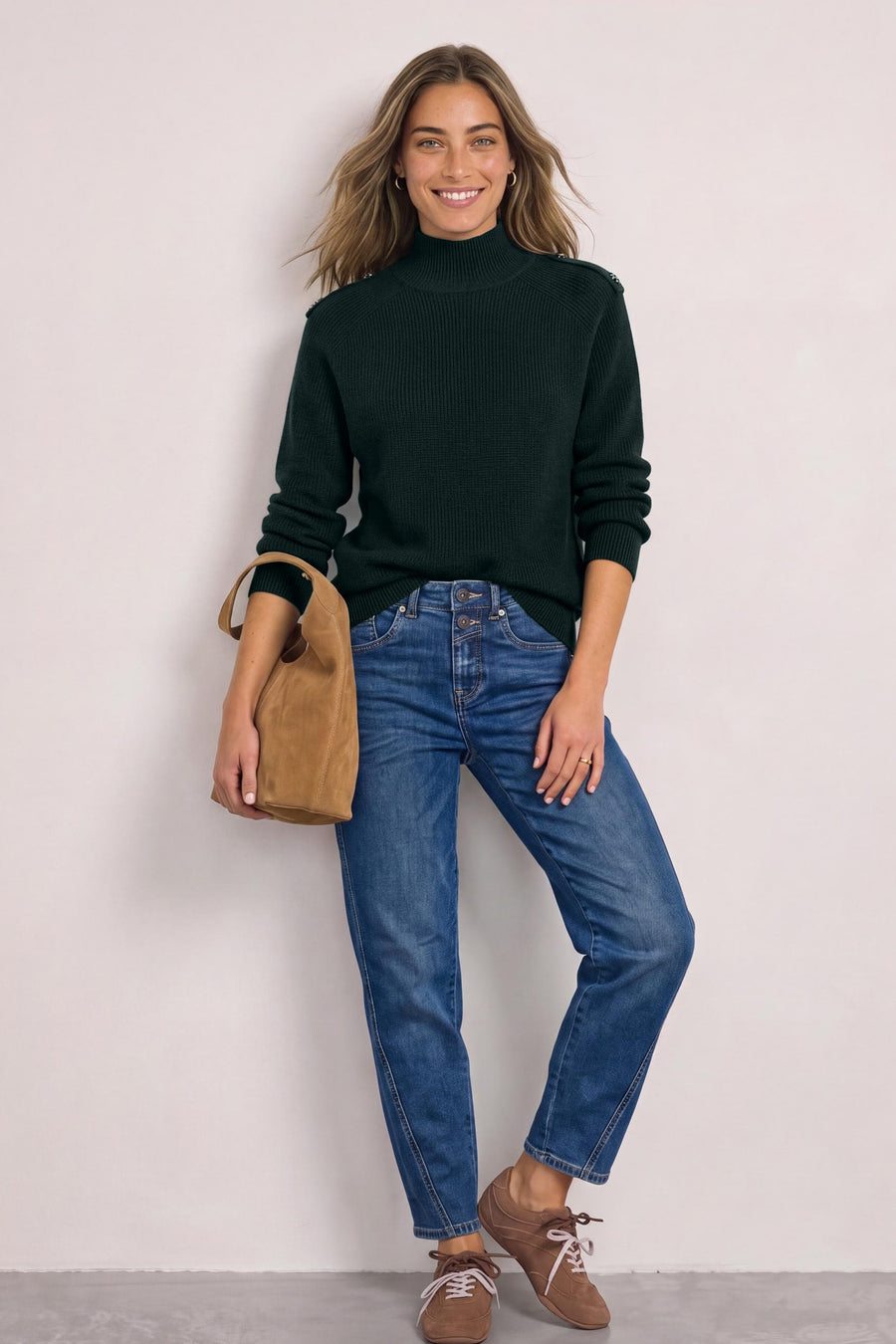 Pull col rond vert - STREET ONE
