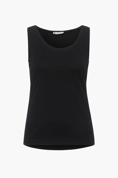 Zwart mouwloos T-shirt van Street One, klassieke pasvorm, op een witte achtergrond.