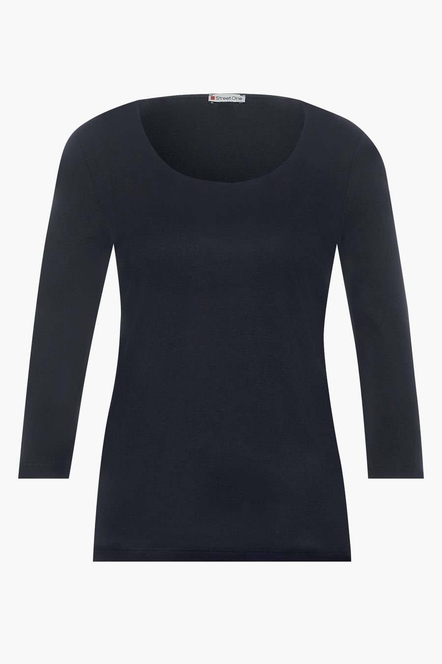 Blauwe 3/4-mouwen T-shirt van Street One, met ronde hals en klassieke pasvorm.
