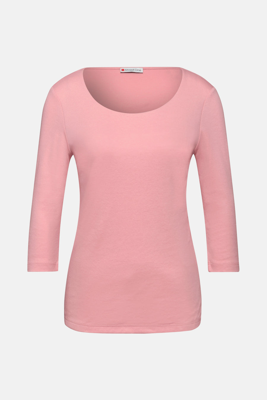 Roze T-shirt met 3/4 mouwen van Street One, op een lichte achtergrond.