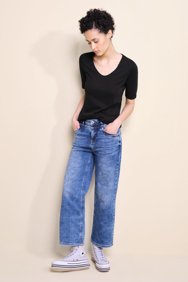 Top uni manches courtes Noir - STREET ONE