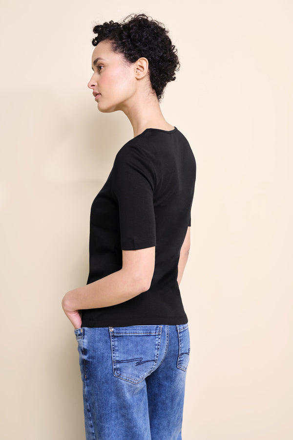 Top uni manches courtes Noir - STREET ONE