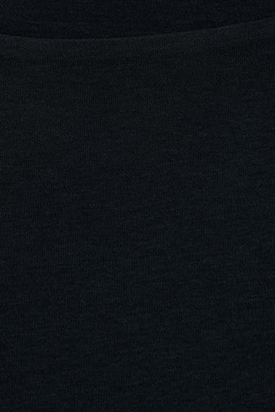 Top uni noir à manches longues de Street One, en tissu texturé.