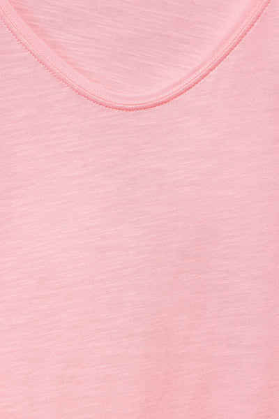 T-shirt à manches courtes pêche de STREET ONE, en jersey texturé avec encolure dégagée.