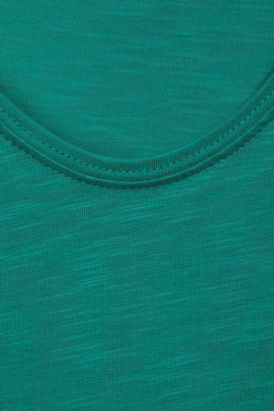 Groen T-shirt van STREET ONE in textuurjersey, met ronde hals.