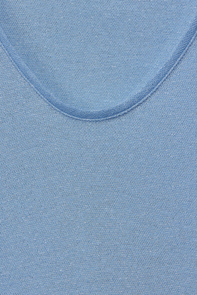 Blauw T-shirt van STREET ONE, in fijne tricot met een eenvoudige en elegante ronde hals.