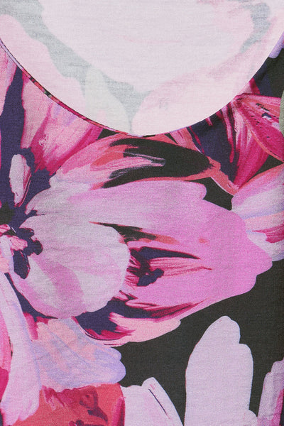 Top sans manches rose de STREET ONE avec un motif floral imprimé.