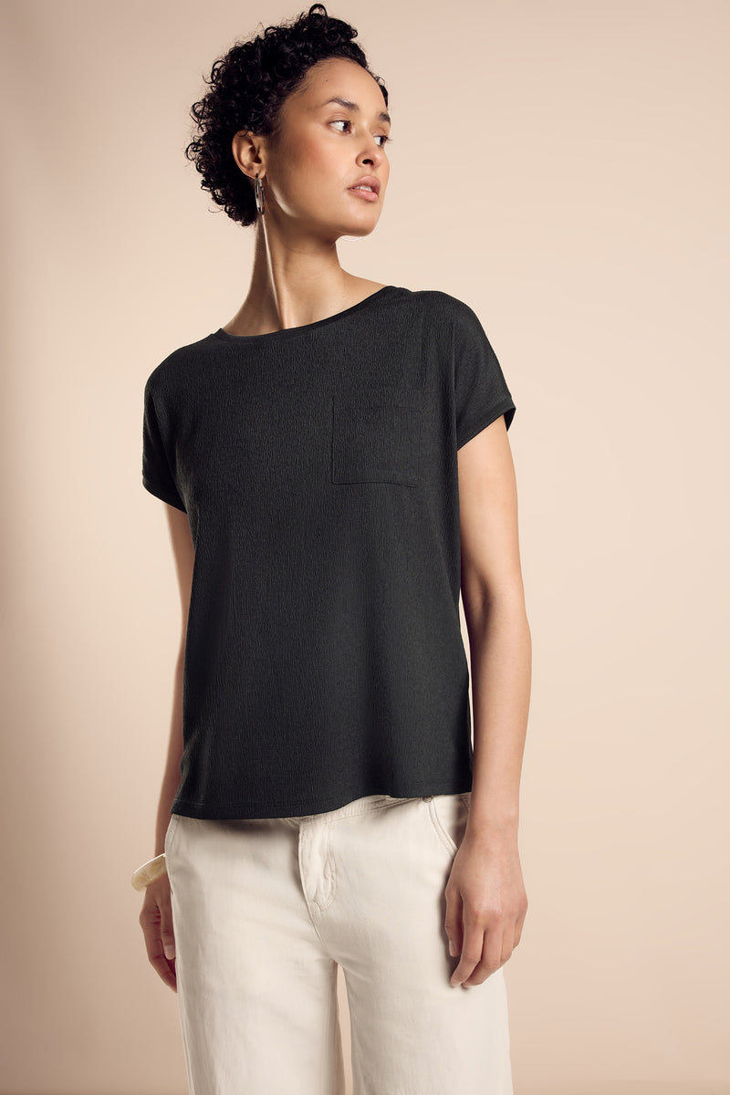 Top uni manches courtes Noir - STREET ONE