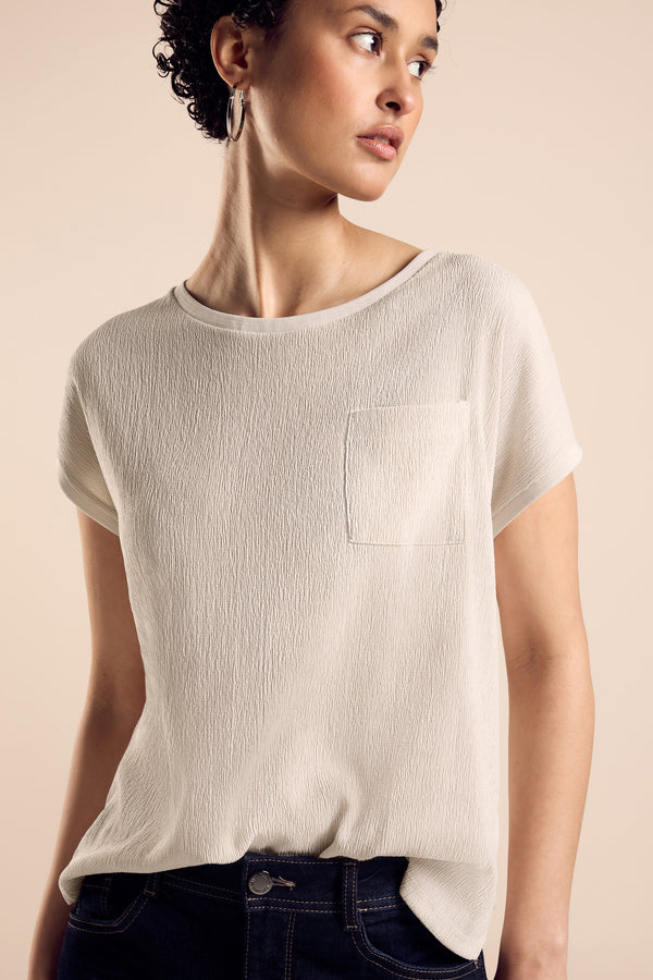 Top uni manches courtes Beige - STREET ONE