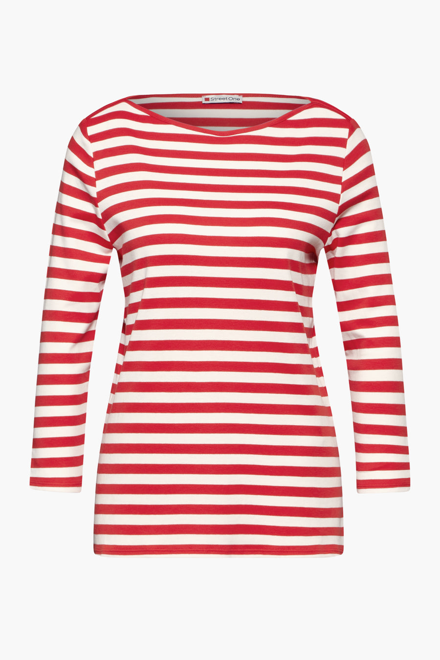 T-shirt à manches longues rayé rouge et blanc de STREET ONE.