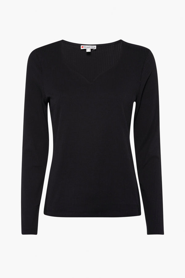 Top uni manches longues Noir - STREET ONE