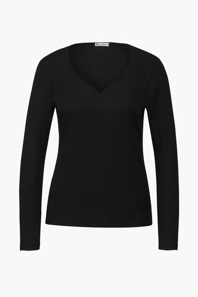 Top uni manches longues Noir - STREET ONE
