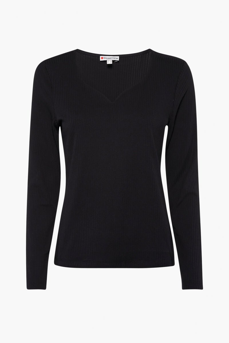 Top uni manches longues Noir - STREET ONE