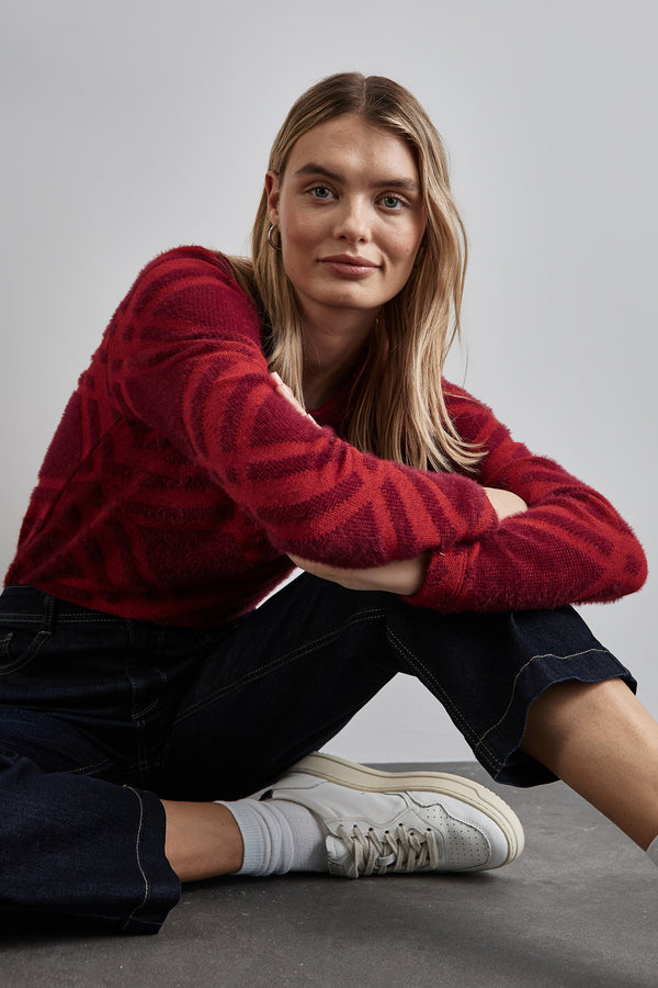 Pull col rond Rouge - STREET ONE