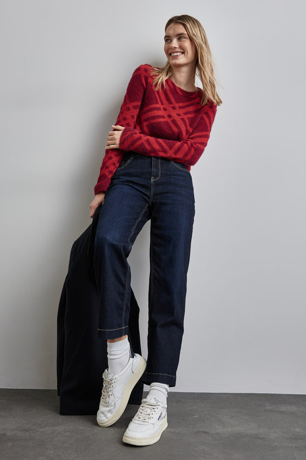 Pull col rond Rouge - STREET ONE