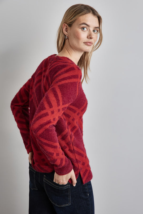 Pull col rond Rouge - STREET ONE