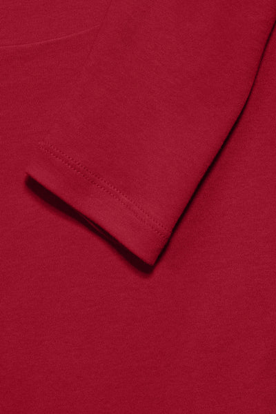 Rood T-shirt met lange mouwen van Street One, van effen tricot, met een gladde textuur en een gestikte zoom.