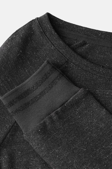 Grijze T-shirt met lange mouwen van Street One, in gemêleerde stof met gestreepte details op de manchetten.
