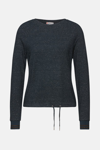 Turquoise top met lange mouwen van Street One met trekkoord aan de onderkant.