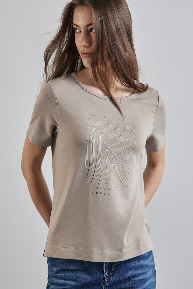 Top uni manches courtes Beige - STREET ONE
