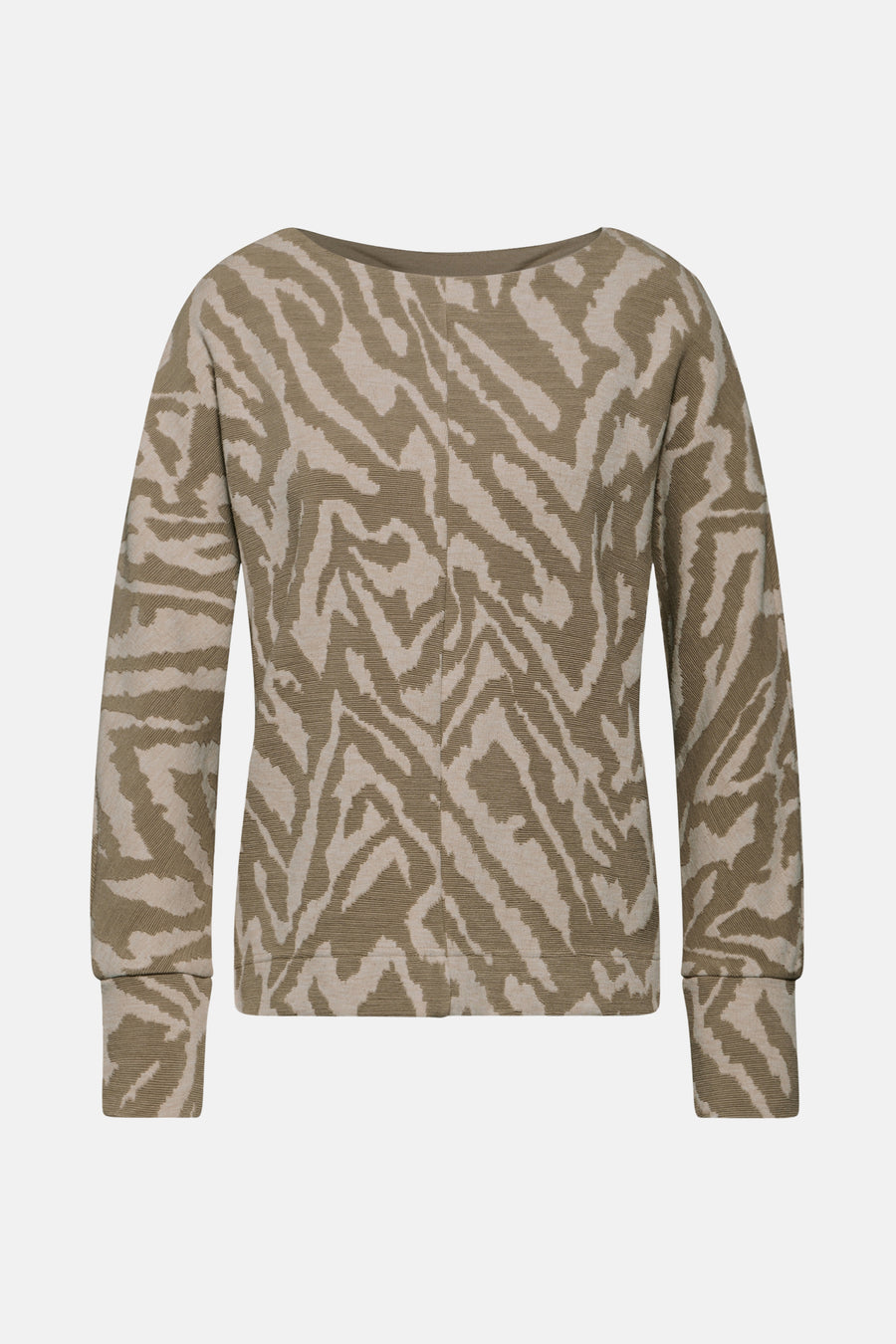 Beige T-shirt met lange mouwen van Street One met zebraprint.